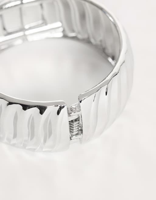 Topshop Blossom chunky bangle in silver, 3 of 3