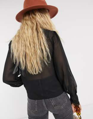 topshop black sheer top