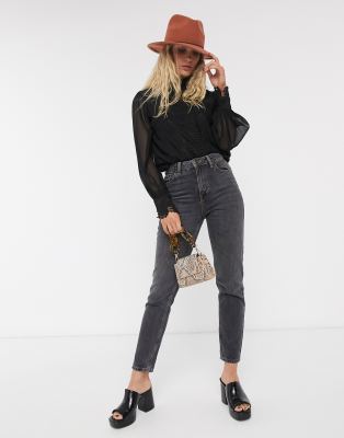 topshop sheer black blouse