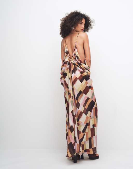 Topshop blouson beaded back maxi dress in mosaic print, 4 of 7