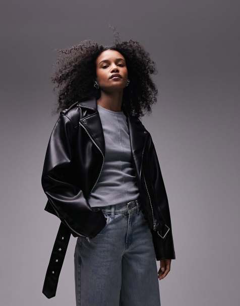 Topshop - Blouson style motard en similicuir - Noir - view 1
