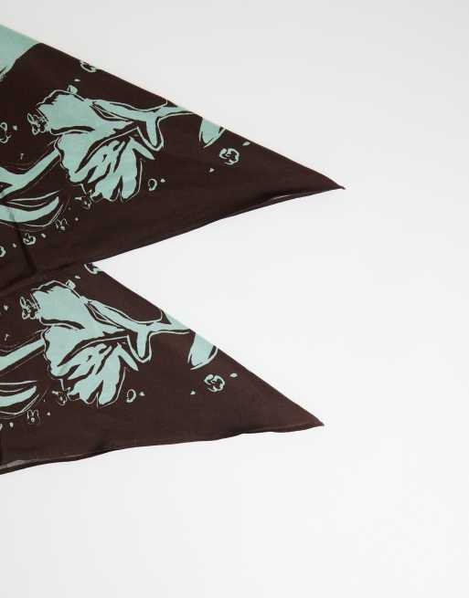 Topshop bælte med blomsterprint i chokolade og turkis, 3 af 4