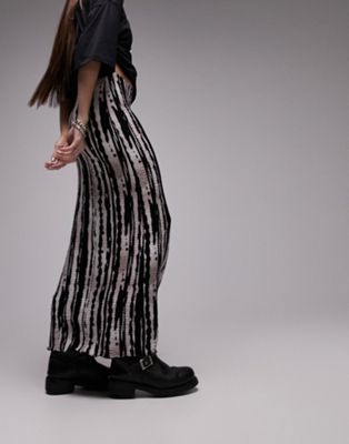 Topshop blurred stripe textured midi skirt in mono