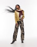 [Topshop] Topshop blurred zebra pants with patch detailing in multi 4 multi