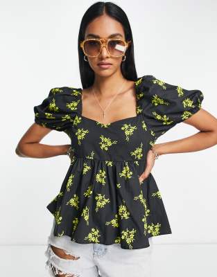 Blusa multicolore a fiorellini con allacciatura sul retro - Topshop Camicia donna  - immagine3