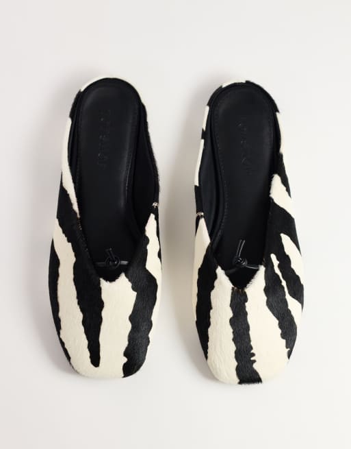 Topshop Blythe flache Mule mit Knoten im Zebra-Print aus Echtleder, 3 von 4