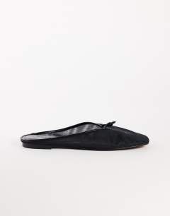 Blythe knotted flat mule in black mesh