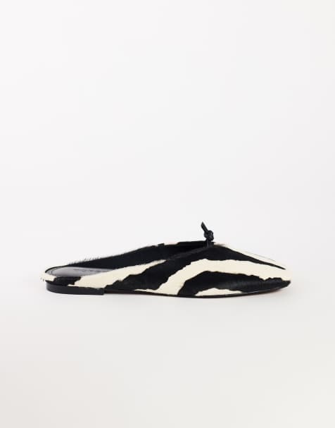 Topshop Blythe knotted flat mule in zebra print hair on real leather - view 1