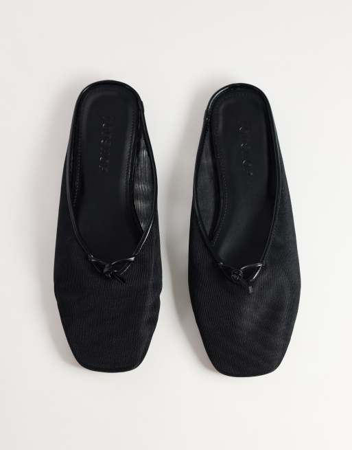 Topshop Blythe knyttet flad mule i sort mesh, 3 af 4