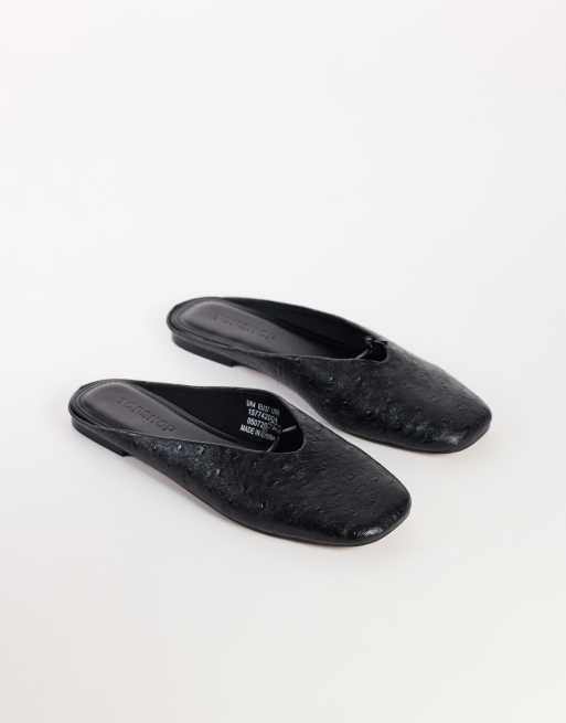 Topshop Blythe mule z wiązaniem, płaskie, czarne, teksturowane, 2 z 4