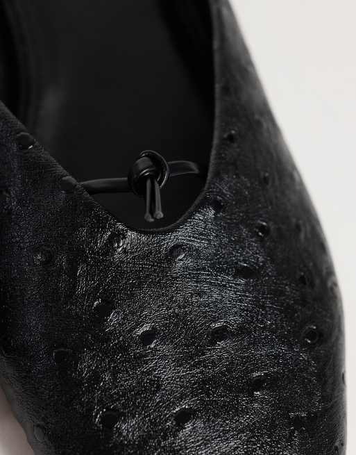 Topshop Blythe mule z wiązaniem, płaskie, czarne, teksturowane, 4 z 4