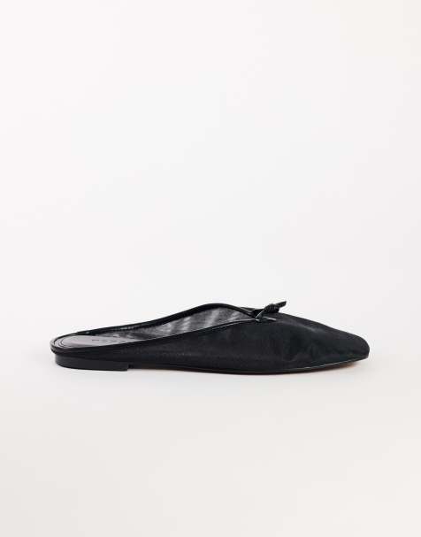 Topshop Blythe sabot piatto annodato in rete nera - view 1