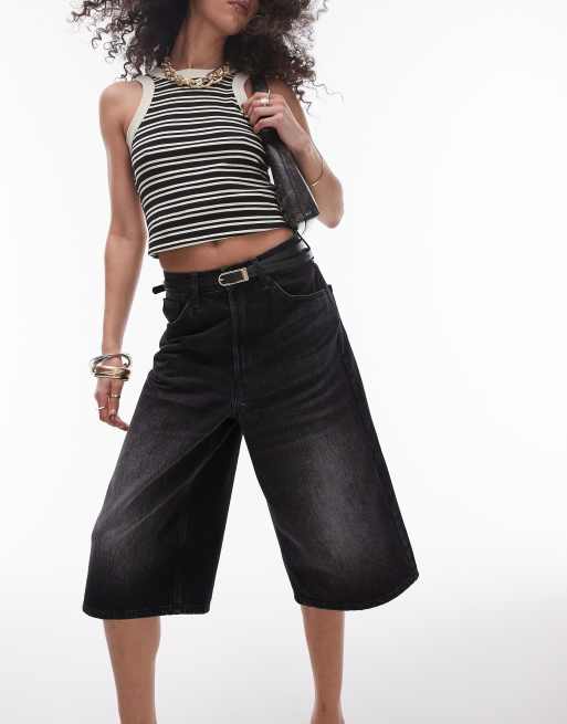 Topshop - Board-jorts i dyb sort denim