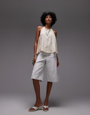 Topshop - Boardshorts in Knochenweiß