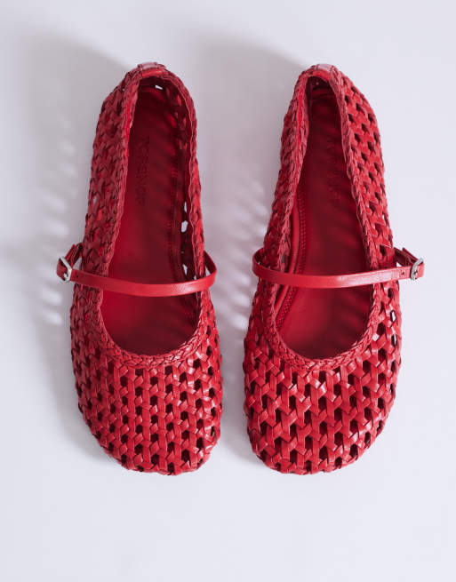 Topshop - Bobbi - Ballerines en cuir tressé - Rouge, 2 de 4