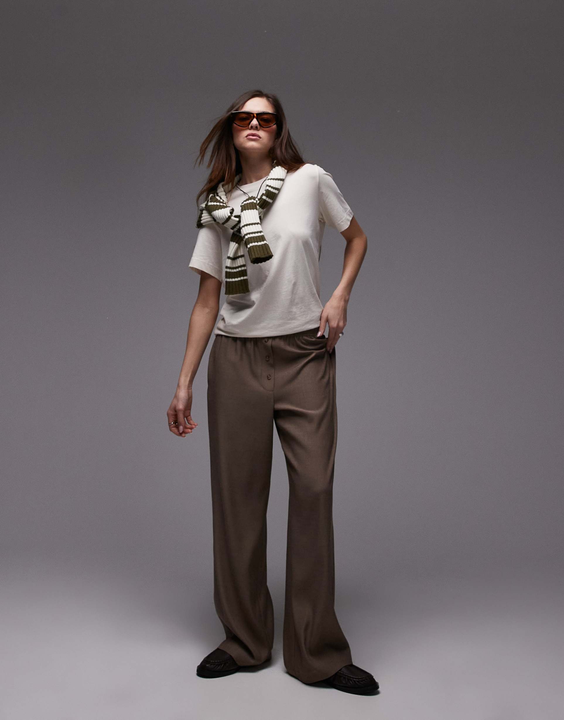 topshop bobbi boxer sweatpants in chocolate