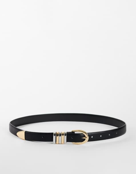 Topshop Bobbi faux leather multi keeper belt in black - view 1