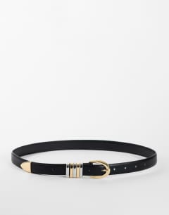 Bobbi faux leather multi keeper belt in black
