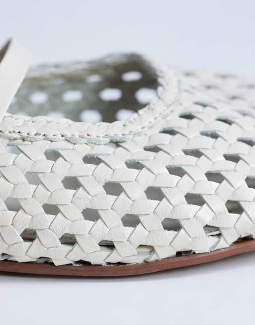 Topshop Bobbi leather woven ballet flats in buttermilk, 2 of 4