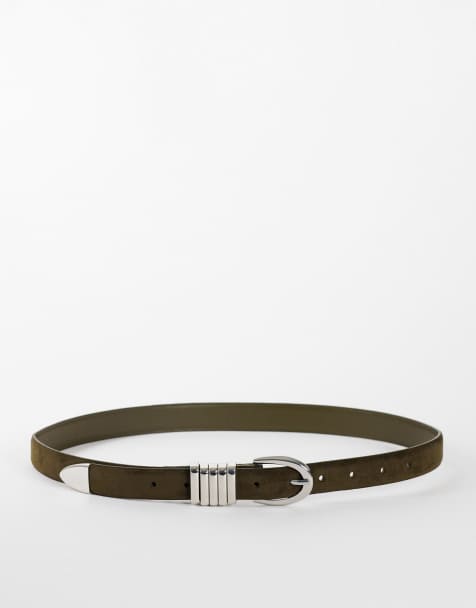Topshop Bobbi suedette multi keeper belt in khaki - view 1