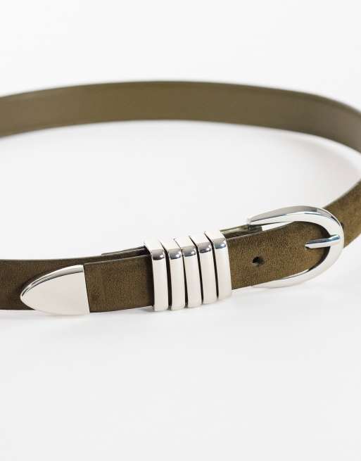 Topshop Bobbi suedette multi keeper belt in khaki, 3 of 3