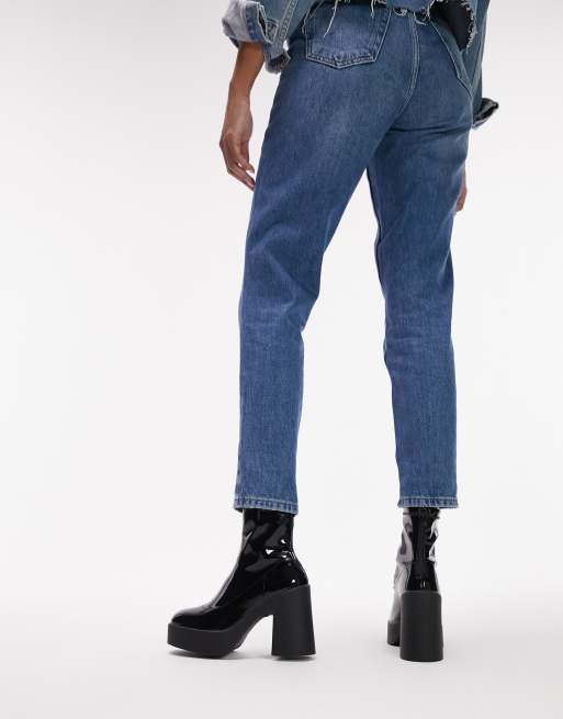 Topshop Bobbie platform heeled sock boots in black, 4 of 4