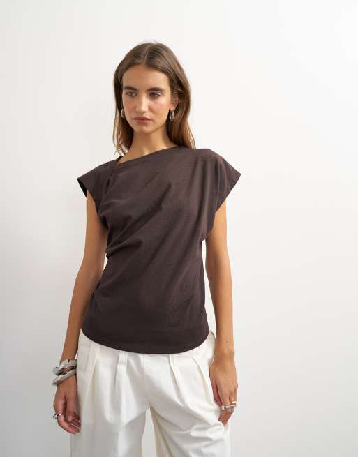Topshop body con torsione color cioccolato, 1 di 4