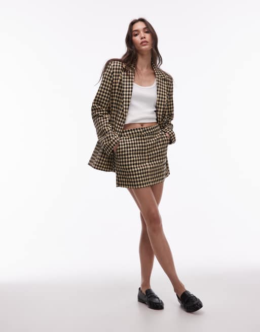 Topshop bold check pelmet skirt in buttermilk, 2 of 5