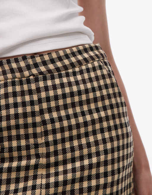 Topshop bold check pelmet skirt in buttermilk, 3 of 5