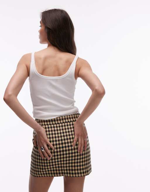 Topshop bold check pelmet skirt in buttermilk, 4 of 5