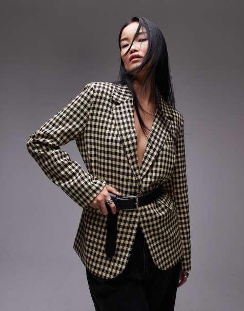Topshop bold check tailored blazer in multi - view 1