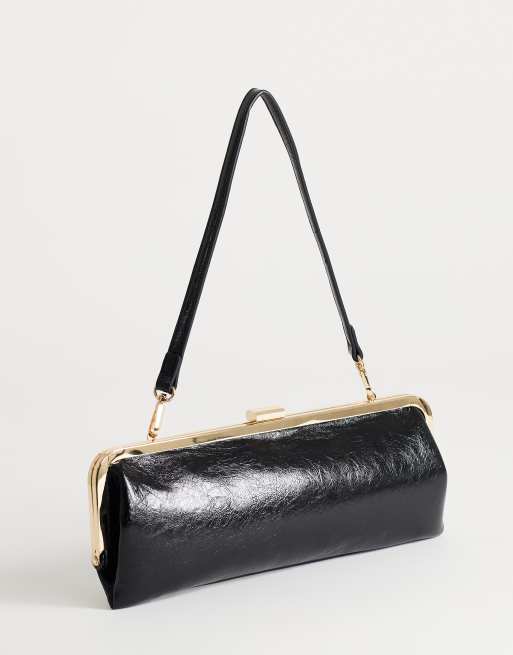 Topshop - bolso de hombro pequeño rectangular con cierre de boquilla en negro, 4 de 4