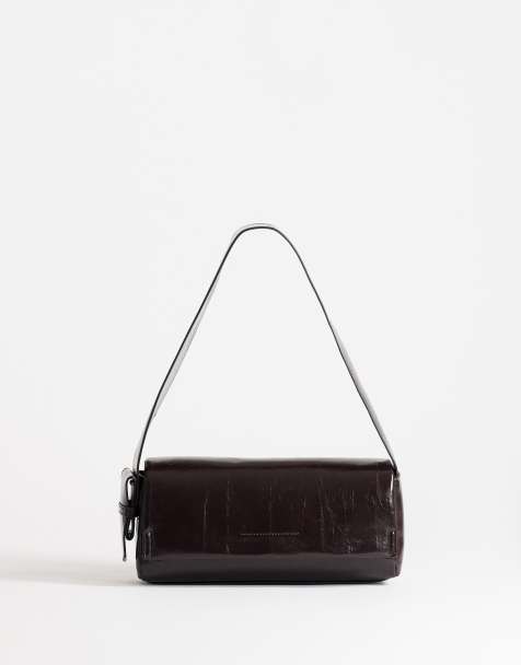 Topshop - bolso de hombro Spencer con detalle de tiras en chocolate - view 1