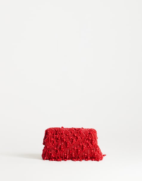 Topshop - bolso de mano Garison con cuentas y adornos en rojo - view 1