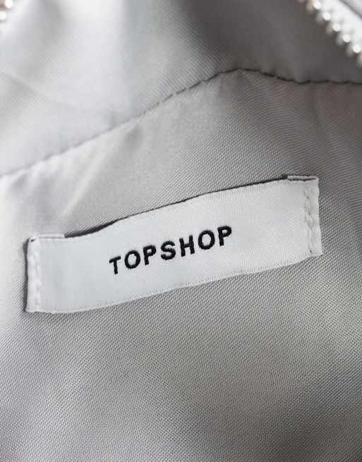 Topshop - bolso de mano mediano de satén Dover en gris, 4 de 4