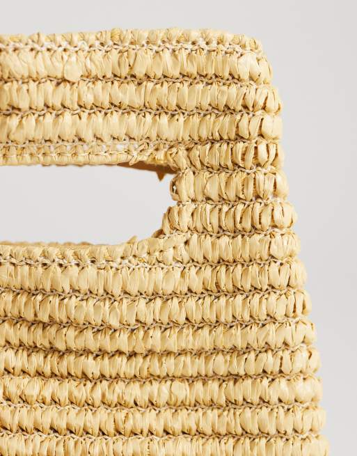 Topshop - bolso de mano pequeño de paja Stella en beige, 2 de 4