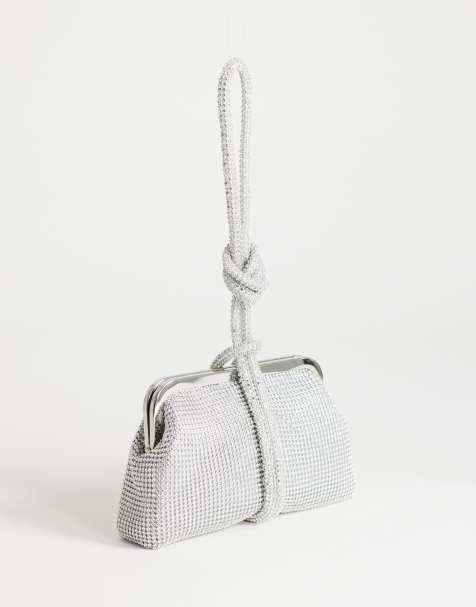 Topshop - Bolso de mano pequeño tipo wristlet en strass plateado - view 1