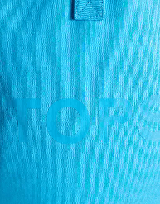Topshop - Bolso tote grande azul turquesa de lona , 3 de 4