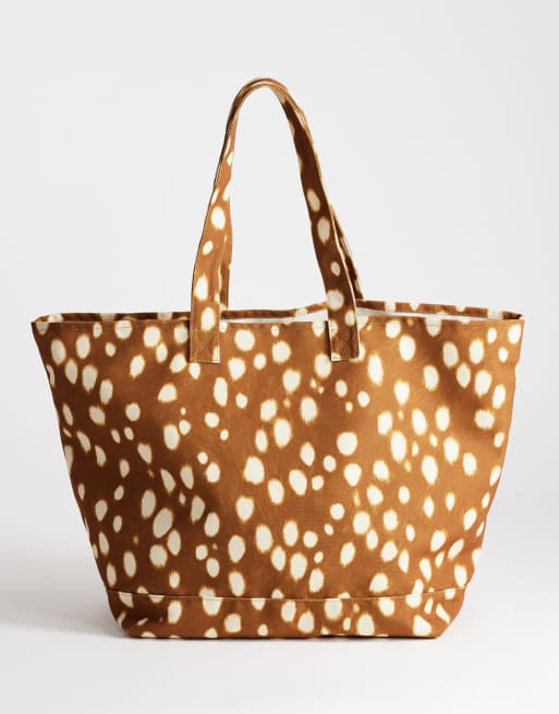 Topshop - Bolso tote grande con estampado de ciervo de lona, 4 de 4