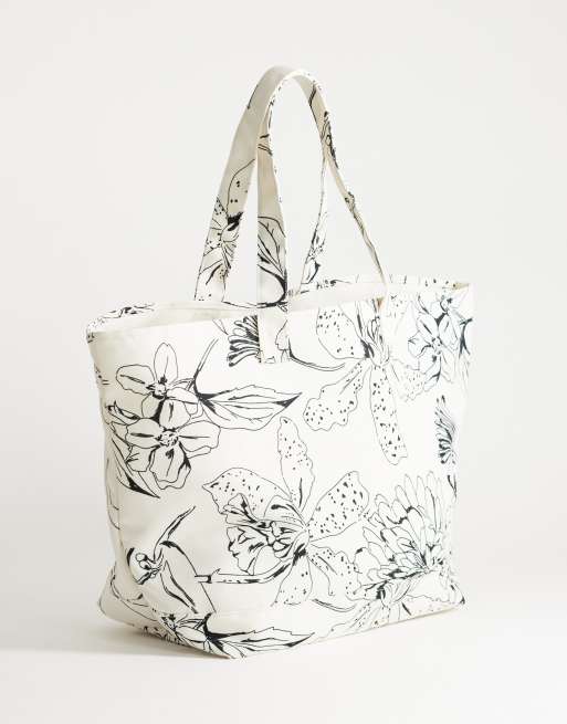 Topshop - Bolso tote grande con estampado floral de lona, 4 de 4