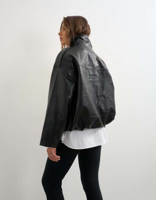 Topshop bomber à col cheminée et cordon de serrage noir, 3 de 4