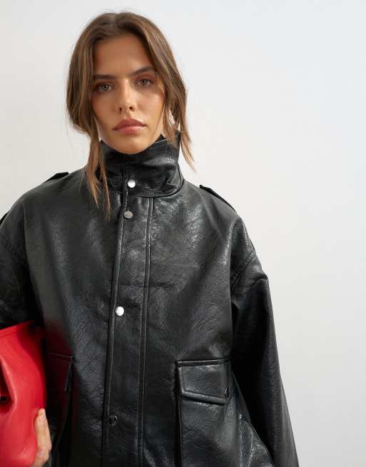 Topshop bomber à col cheminée et cordon de serrage noir, 4 de 4