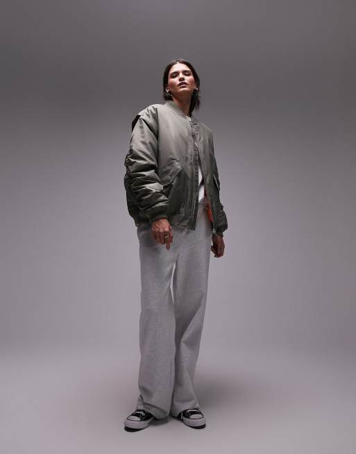 Topshop - Bomber classique oversize en nylon - Kaki, 4 de 4