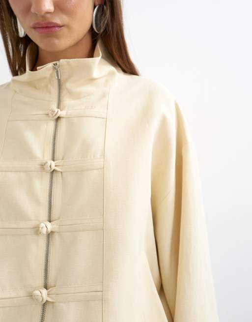 Topshop - Bomber col mao - Écru, 3 de 4