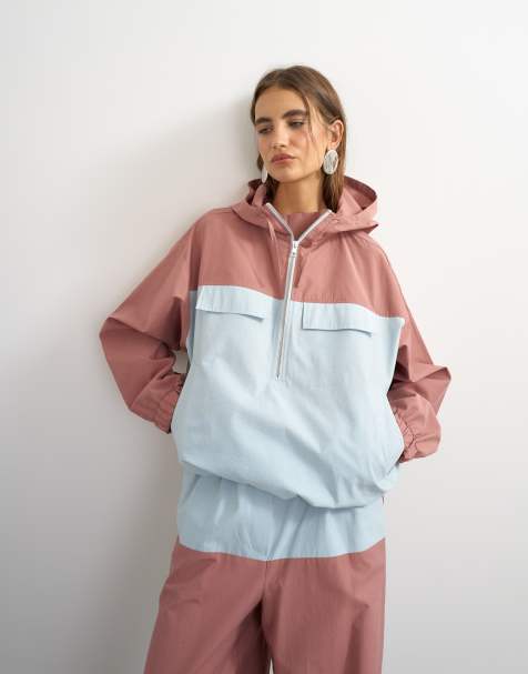 Topshop bomber color block bleu et mauve - view 1