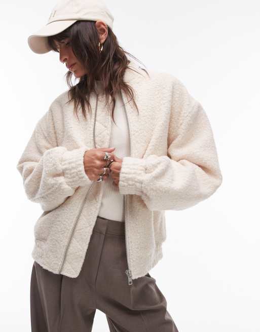 Topshop - Bomber color crema bouclé