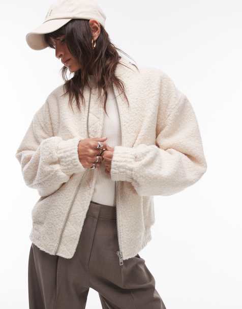 Topshop - Bomber en bouclé - Crème - view 1