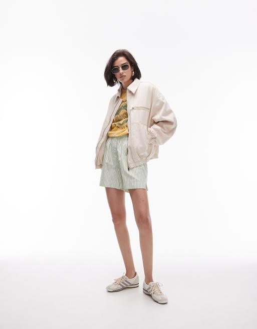 Topshop - Bomber en denim avec col - Écru, 2 de 4