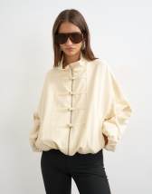 Topshop bomber mandarin collar jacket in ecru