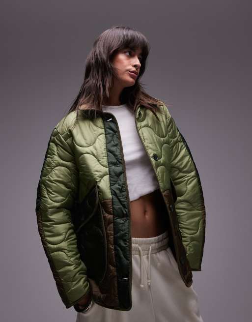 Topshop Bomber matelasse double effet patchwork Multicolore ASOS